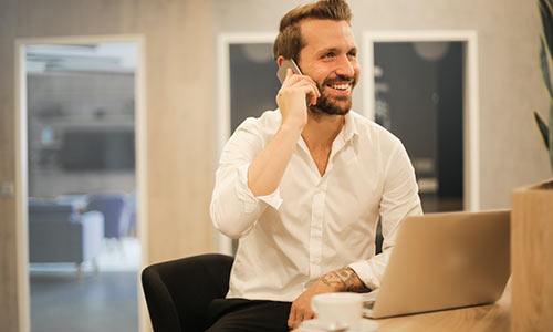 man on computer